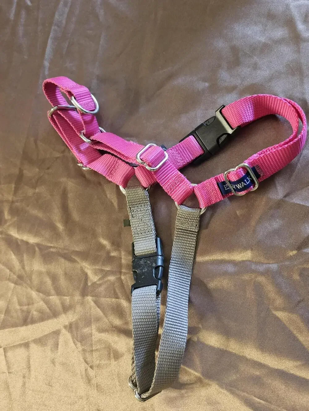 Pink and Gray Adjustable Dog Harness M